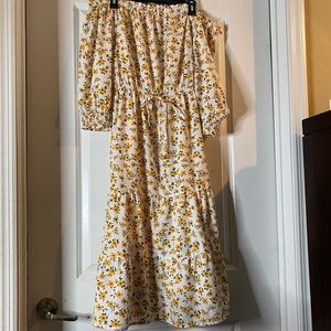 Yellow flowered off the Shoulder Sundress